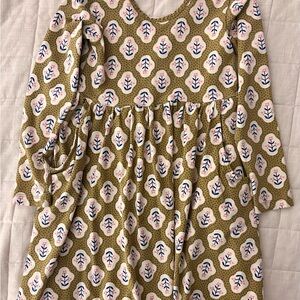 Hanna Andersson Olive and Pink Patterned Kids Dress